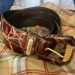 R. Armony brown animal print leather belt 36.5-40.5”